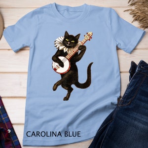 Vintage Silly Weird Cat Playing Banjo Country Cat Lover Gift T-Shirt Sweatshirt