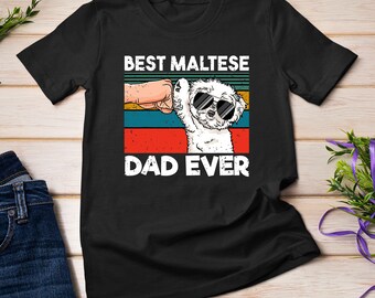 T-shirt homme meilleur papa maltais jamais Ghetto Fist amoureux des chiens