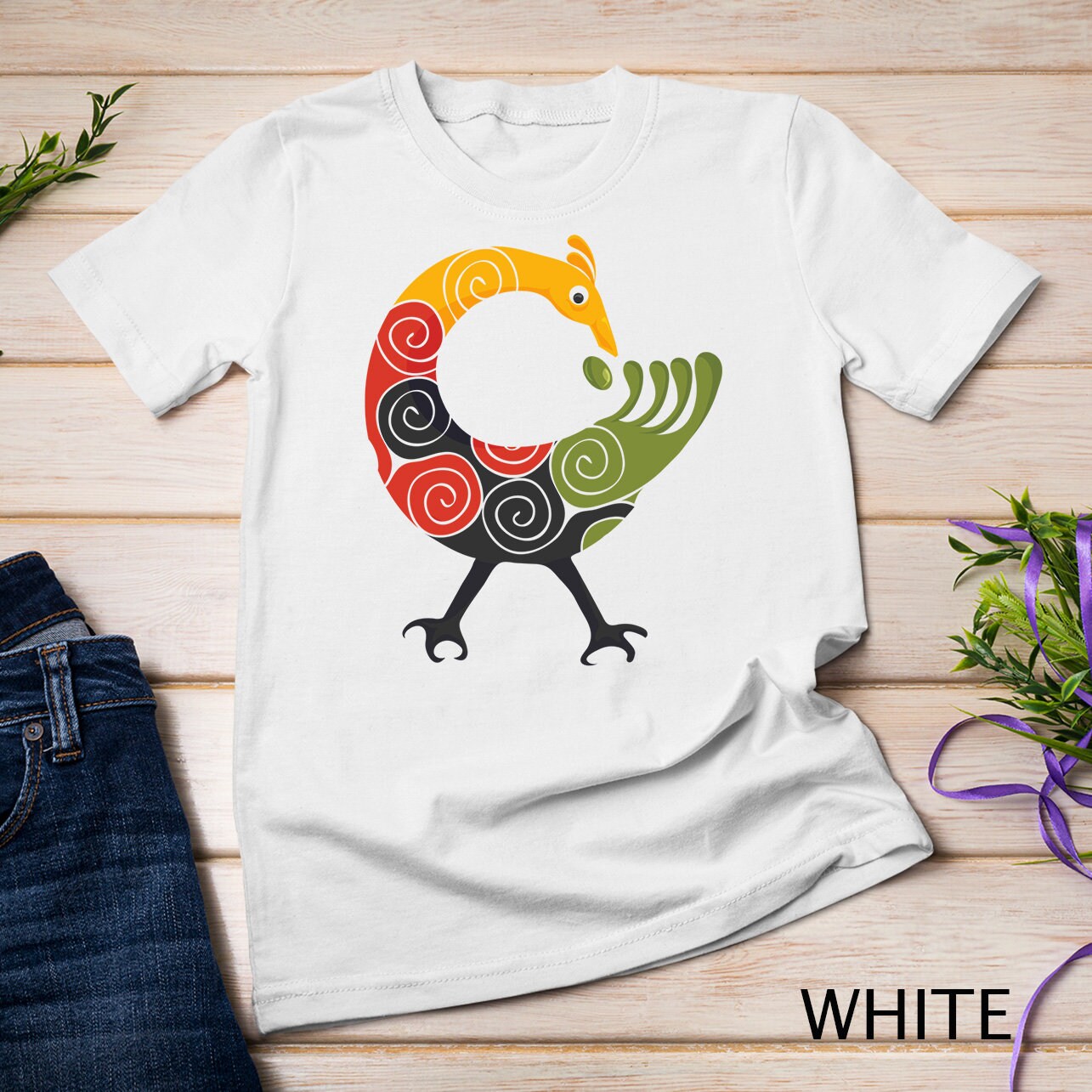Sankofa Bird Adinkra Art in Pan African Colors T-Shirt Sweatshirt