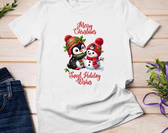 Snowy Christmas Cute Penguin Funny Christmas T-Shirt Sweatshirt