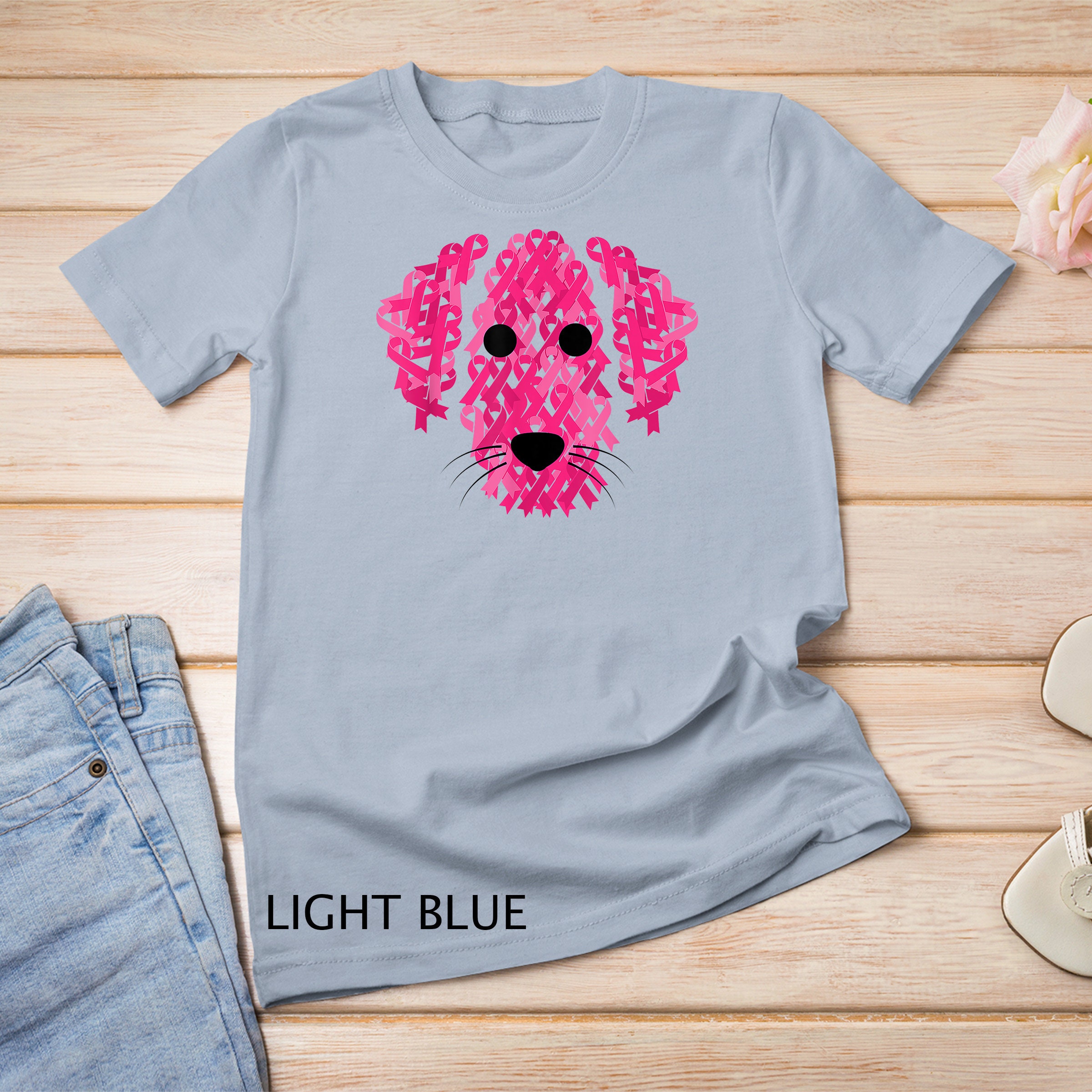 Pink Ribbon Dogs Pink Ribbon Dog Inspirational Breast Cancer Awareness Gift T-shirt ...