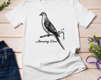 Sudadera con capucha y camiseta de líneas negras con ornitología de aves de la tórtola