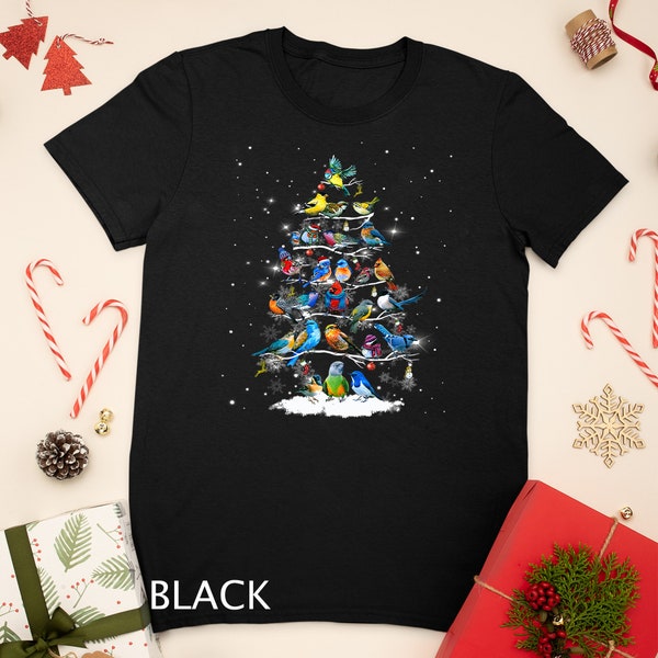 Birds Christmas Tree Cute Bird Christmas Lover Gift T-Shirt Sweatshirt