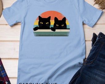 Sudadera con capucha con diseño de gato negro, estilo retro, estilo retro, para amantes de los gatos