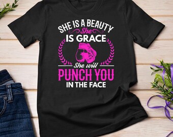Camiseta de boxeo para mujer, diseño de chica luchadora de boxeo, artes marciales, boxeo, chica boxeadora