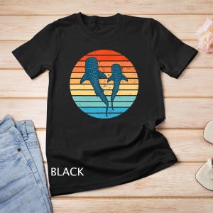 Valhaj Vintage Solnedgång Retro Stil Valälskare T-shirt Sweatshirt