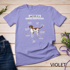 Camiseta premium con anatomía de un pointer alemán de pelo corto, regalo divertido para amantes de los perros
