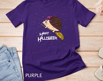 Hedgehog Witch Broomstick Night Cute Animal Halloween Gift T-Shirt Sweatshirt