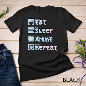 Eat Sleep Anime Repeat Funny - Anime Manga watercolor Effect T-Shirt Sweatshirt