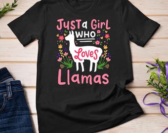 Llama Just A Girl Who Loves Llamas Camiseta con capucha de regalo para amantes de las llamas