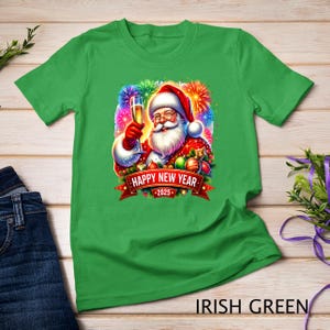 Joyeux Noël et bonne année 2025 T-shirt drôle de père Noël T-shirt cadeau pour les amoureux de bonne année Sweat-shirt