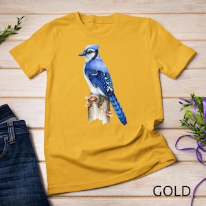 Blue Jay Bird On A Tree Stump North American Bird Watcher T-Shirt Sweatshirt
