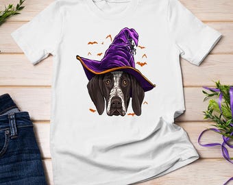 German Shorthaired Pointer Witch Funny Halloween Dog Lover Pullover Hoodie T-shirt Sweatshirt