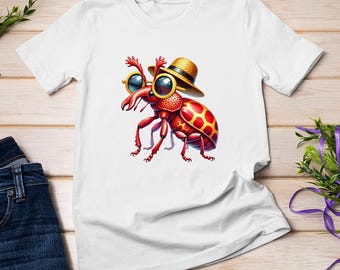 Cool and Cute Bug  Adorable Insect with Hat and Glasses, Animated Style Character T-Shirt Sweatshirt