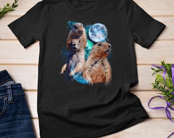 Felpa T-shirt novità 3 Moon Prairie Dog Art Roditore Scoiattolo Cucciolo Amanti