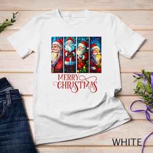 Masterpiece Stained Glass Santa Claus Christmas Funny Christmas T-Shirt Sweatshirt