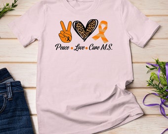 Camiseta de concienciación sobre la esclerosis múltiple para mujer Peace Love Cure MS camiseta sudadera