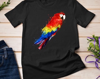 Acuarela colorida guacamaya escarlata loro pájaro pintura camiseta sudadera