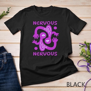 Dúo de dibujos animados nerviosos y caprichosos con figuras abstractas y divertidas para impresión de camisetas