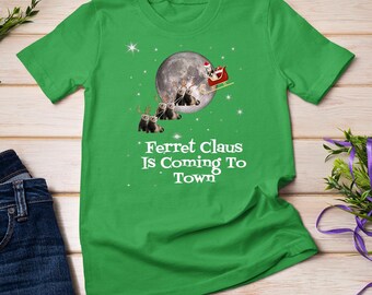 Pet Ferret Tshirt Funny Ferret Santa Claus Sleigh Gift T-Shirt Sweatshirt