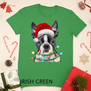 Boston Terrier Santa Christmas Tree Lights Xmas Gifts Boys T-Shirt Boston Terrier Santa Christmas Tree Lights Xmas Gifts Boys T-Shirt
