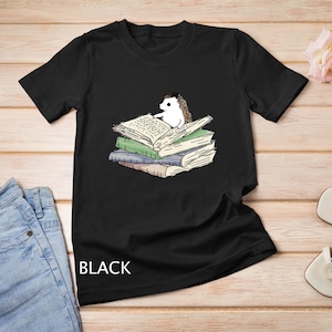 Studious Hedgehog On A Stack of Books Hand Drawn Original T-Shirt Sweatshirt