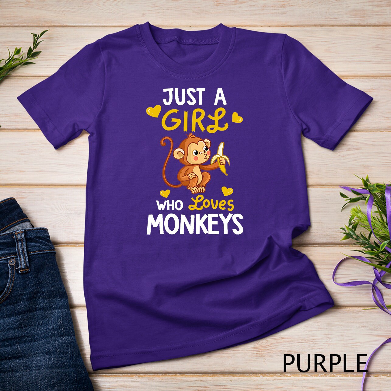 Just A Girl Who Loves Monkeys Shirt Cute Monkey Lover Gifts T