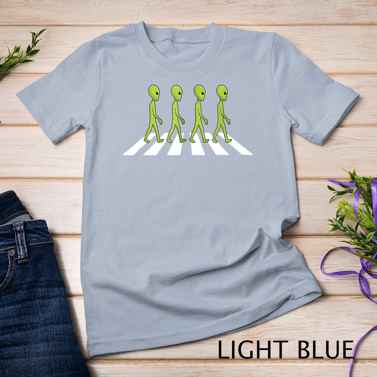 Aliens Crossing and Walking Across Road Funny Alien Gift T-shirt ...