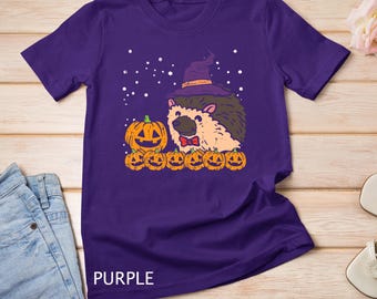 Halloween Hedgehog Pumpkin Animal Costume Men Women Kids T-Shirt Sweatshirt