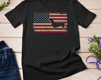 Dachshund América Bandeira Patriótica Weiner Dachshund Dog Lover Gift Camiseta Moletom
