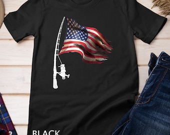 Fishing American Flag Fisherman Patriotic Day 4th of July T-Shirt Sweatshirt