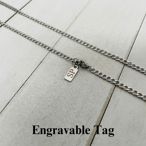 3mm Silver Curb Chain, Men Chain, Women Chain, Personalized Stainless Steel Necklace, Custom Chain, Mens Chain Necklace, Personalized Gift