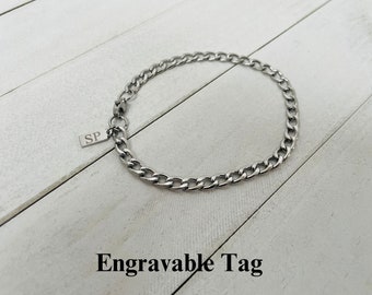 Personalized Silver 5mm Bracelet, High Quality Stainless Steel Bracelet For Men, Personalized Bracelet, Gift For Boyfriend, Mens Bracelet