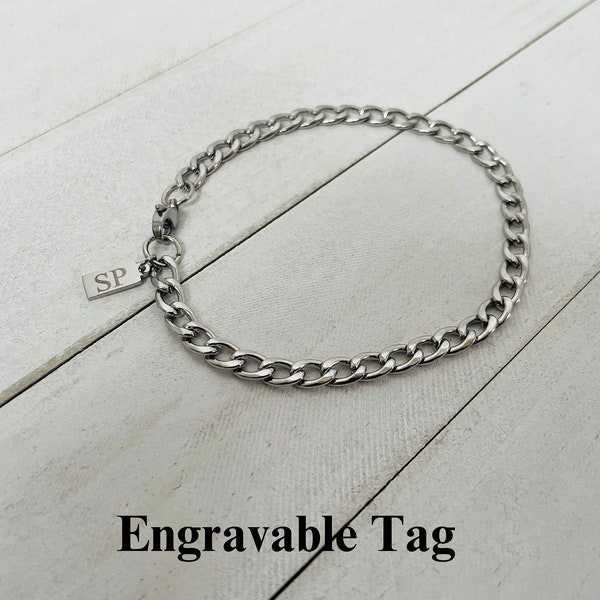 Personalized Silver 5mm Bracelet, High Quality Stainless Steel Bracelet For Men, Personalized Bracelet, Gift For Boyfriend, Mens Bracelet