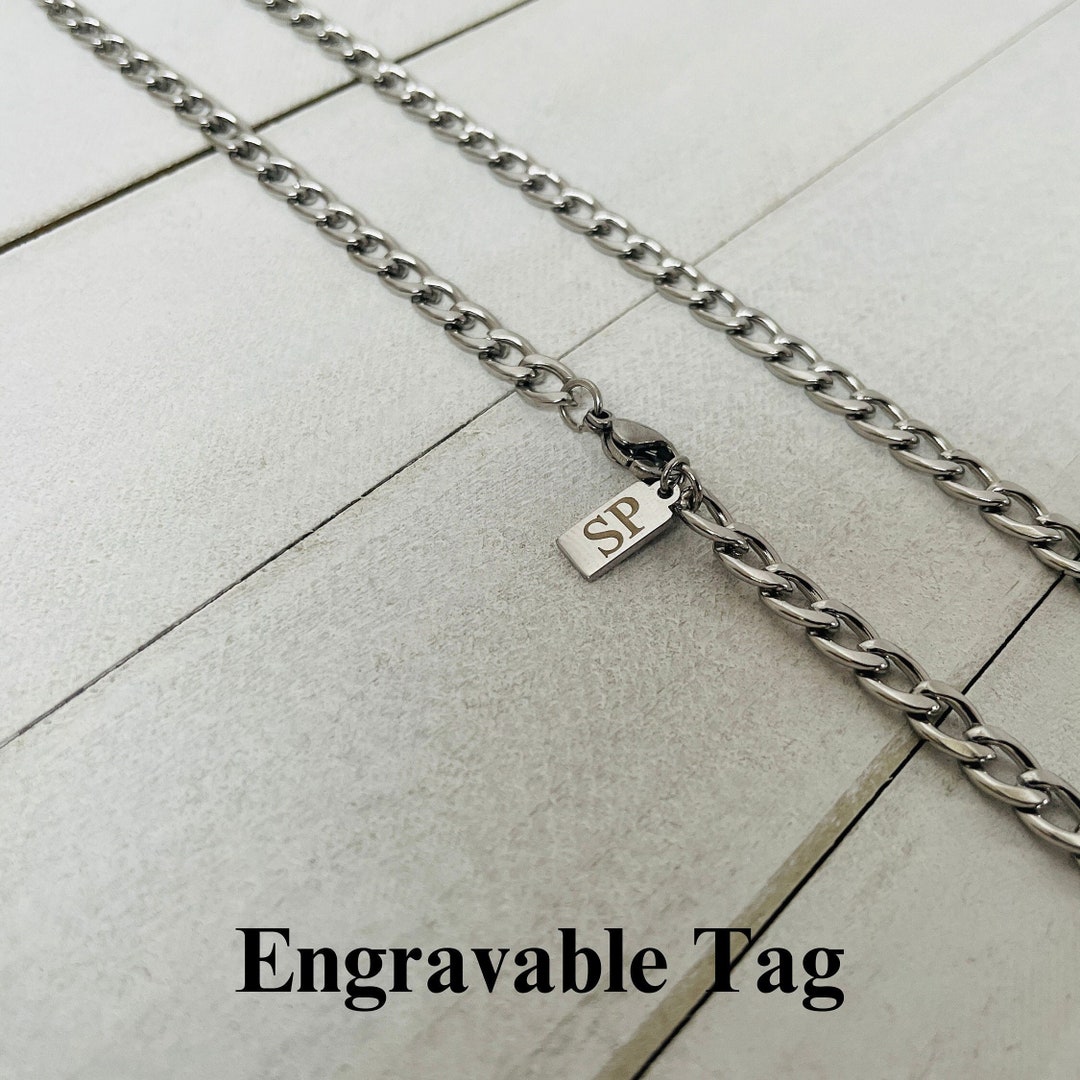 Personalized 5mm Curb Chain: Engraved Stainless Steel Necklace - Etsy