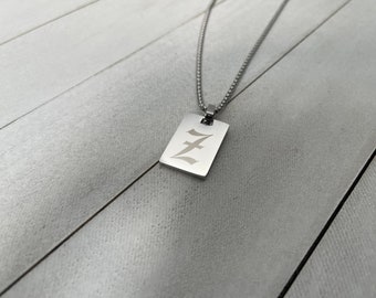 Personalized Initial Pendant Necklace: Engraved Stainless Steel Box Chain