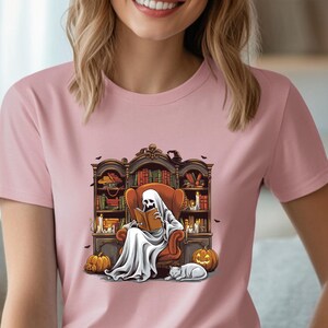 Halloween Shirt, Spooky Season, Halloween Party, Ghost Reading Books Shirt, Librarian Ghost, Halloween Teacher Gift, Bookish Halloween