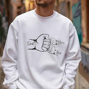 Personalized Fist Bump Dad Sweatshirt, Father's Day Gift Sweatshirt, Custom Dad Hoodie With Kids' Names, New Dad Gift, Gift for Grandpa