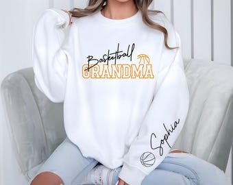 Personalized Basketball Grandma Sweatshirt, Custom Grandmother Sweatshirt, Basketball Lover Gift, Basketball Player