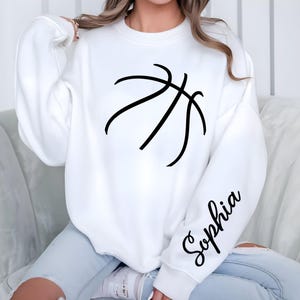 Personalized Basketball Sweatshirt, Basketball Silhouette Sweatshirt, Custom Name on Sleeve, Basketball Lover, Basketball Player Hoodie