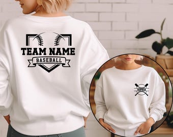 Custom Baseball Sweatshirt, Sport Mom Hoodie, Personalized Team Name & Name Gift, Baseball Player, Baseball Lover