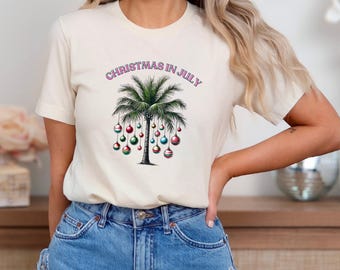 Christmas in July Shirt, Tropical Christmas, Aloha Christmas, Xmas Noel Holiday Beach Tee