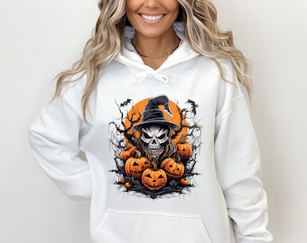 Pumpkin Halloween Hoodie, Fall Hoodie Spooky, Season Hoodie, Skeleton Halloween Hoodie