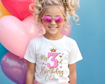 Personalized My 3rd Birthday Shirt, Custom Birthday Girl Shirt, Birthday Gift Shirt, Shirt, Third Birthday, Birthday Party, Happy Birthday