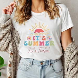 It&#39;s Summer Let&#39;s Travel Shirt, Travel Lover Gift, Travel Plane Tshirt, Heart Vacation Tee, Love Travel Shirt, Road Trip Shirt, Gift for Her