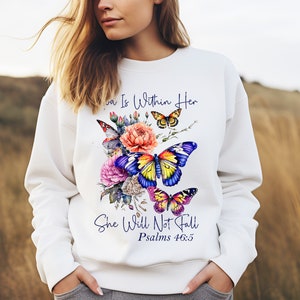 God Is Within Her She Will Not Fall Sweatshirt, Christian Bible Verse Sweatshirt, Religious Sweat, Bible Verse Sweater, Christian Sweatshirt