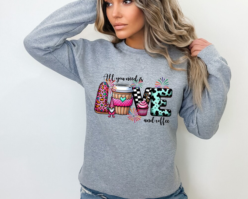 All You Need Is Love And Coffee Sweatshirt, Love Coffee Sweatshirt, Coffee Sweatshirt, Valentine'S Day Sweatshirt, Need Coffee Sweatshirt Amitytees