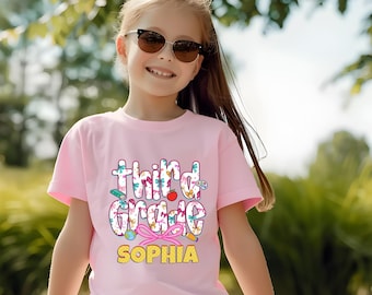 Personalized Third Grade Shirt, Back to School Elementary Tee, Custom 3rd Grader Shirt With Name, Hello School Outfit, First Day of School