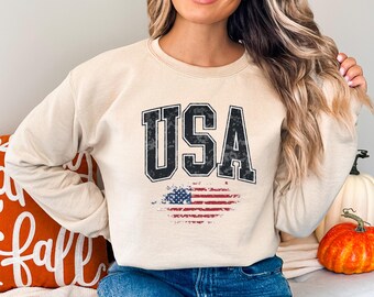 USA Flag Sweatshirt, 4th of July USA Sweatshirt, Patriotic Hoodie, Independence Day Hoodie, American Pride, 250th Anniversary