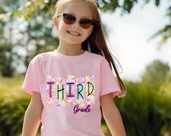 Third Grade Shirt, Floral 3rd Grader Tshirt, Back to School Tee, Kids First Day of School Outfit, Teacher Gift, Hello Elementary School Tee